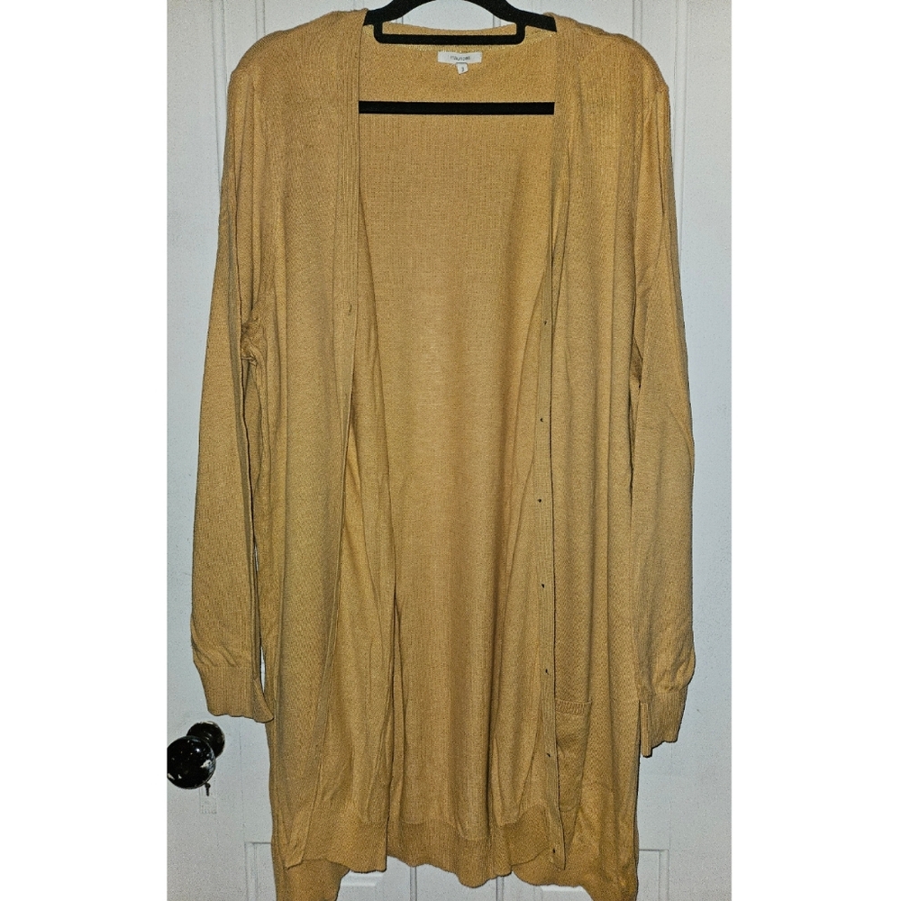 Maurice's mustard yellow button front cardigan